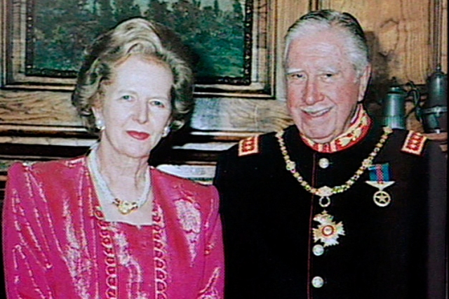 A Reuters photo of Thatcher and Pinochet at a reception in Santiago in March, 1994.